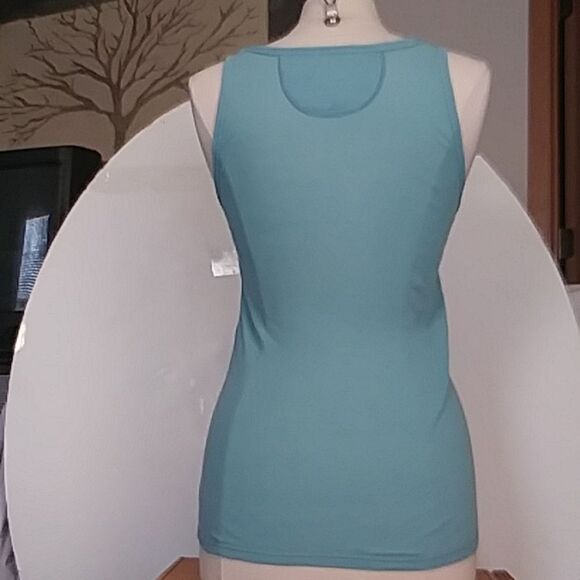 Aerie Y2K Light Blue / Green ribbed tank top Silver Stitching with Silve… - Picture 2 of 7